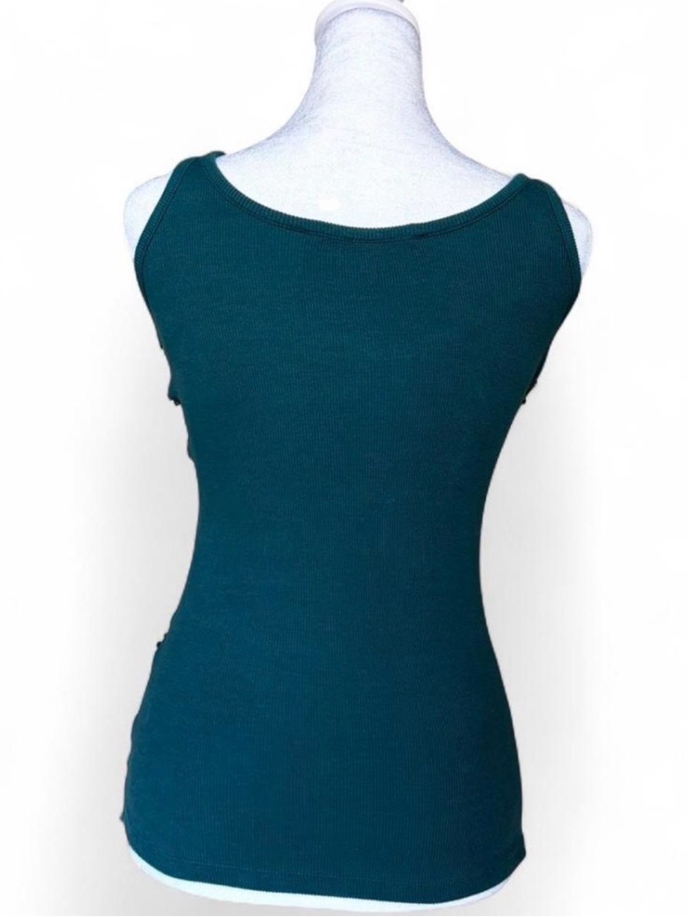 Armani Exchange Y2K Dark Teal Sequin Scoop Rib Tank - Picture 3 of 6